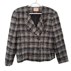 Vintage Pendleton Plaid Blazer Jacket Womens Virgin Wool 12 Preppy Old Money